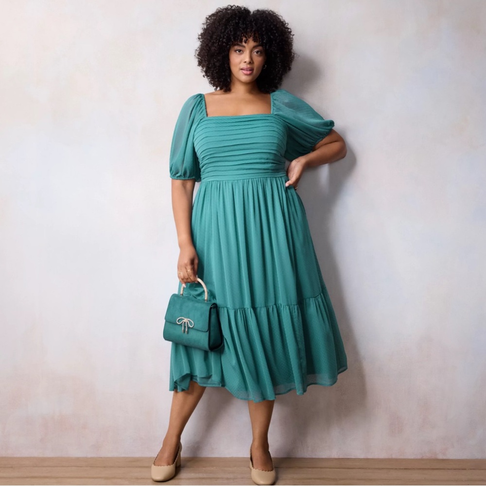 NWT 🪬Teal LC Lauren Conrad 2X Sleeved Dress - Picture 2 of 14